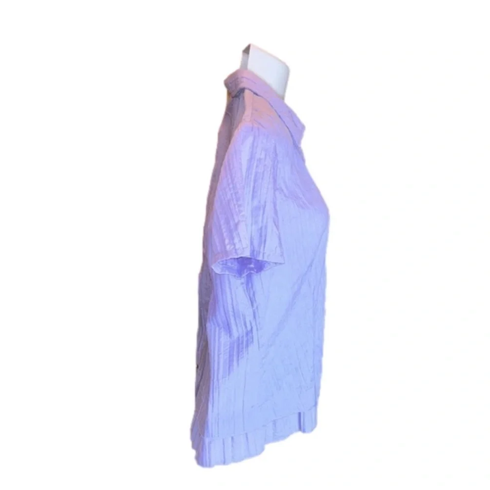 CHRISTOPHER & BANKS Lilac Short Sleeve
Crinkle Button Down Top Size XL - Picture 4 of 7